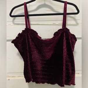 wild fable velvet ruched lettuce hem cropped tank top women’s XXL